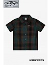 KS001 S/S PLAID : GREEN-BROWN